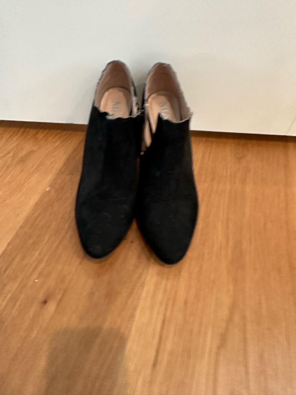 MIA Black Suede Pointed Ankle Booties